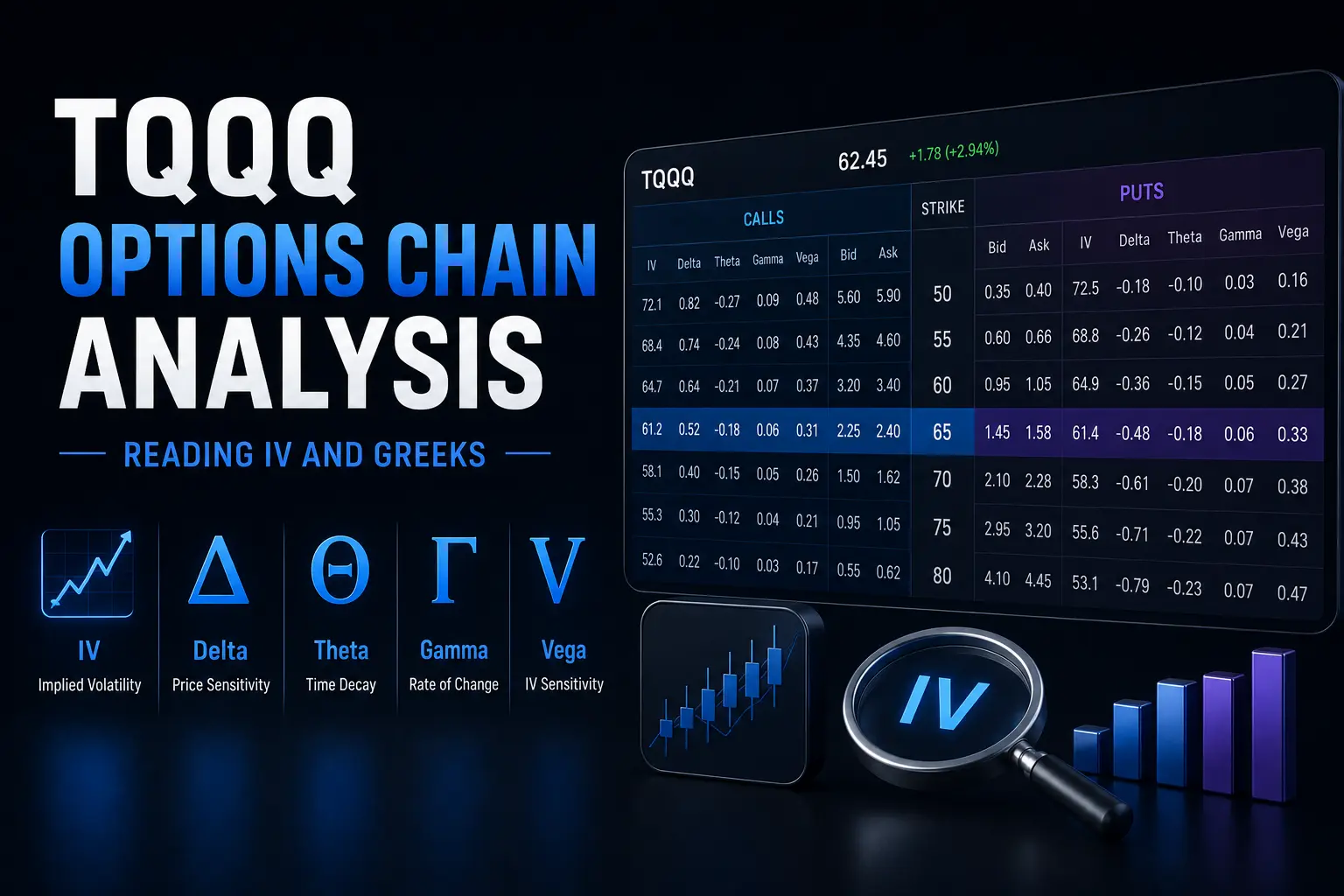 TQQQ Options Chain Analysis: Reading IV and Greeks